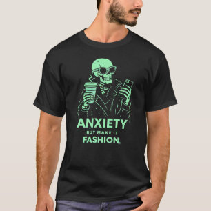 Angst Maar Dan Met Mode Skelet Donker Rand  T-shirt