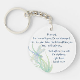 Angst niet, Isaiah Scripts Dragonfly Blue, Green Sleutelhanger