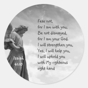 Angst niet, Isaiah Scripture Comforting Angel Ronde Sticker