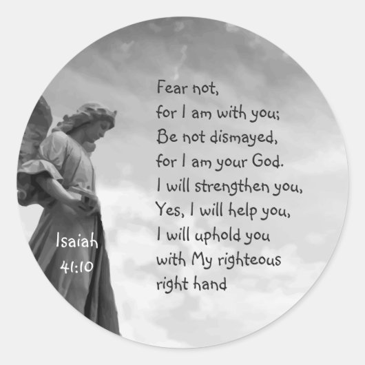 Angst niet, Isaiah Scripture Comforting Angel Ronde Sticker (Voorkant)