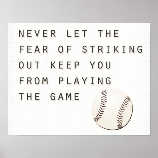 angst om inspirerend moderne honkbal uit te slaan poster (Voorkant)