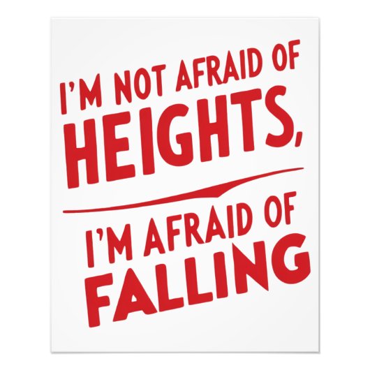 Angst om te vallen: een typografie foto afdruk (Voorkant)