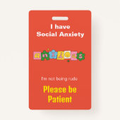 Angst onzichtbare handicap lanyard ID Badge (Voorkant)