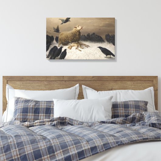 Angst: Schaap met een dood lam Canvas Afdruk (Insitu (Slaapkamer))