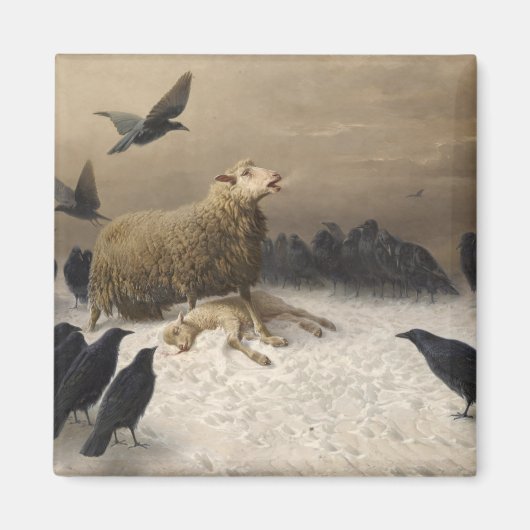 Angst: Schaap met een dood lam Magneet (Voorkant)