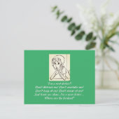 Angst Verhoogde vrouw cartoon groen Briefkaart (Staand voorkant)