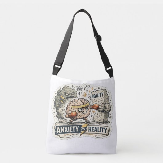 Angst versus Realiteit Grappige Mentale Gezondheid Crossbody Tas (Voorkant)
