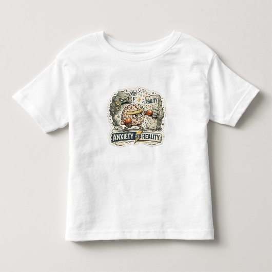 Angst versus realiteit Grappige mentale gezondheid Kinder Shirts (Voorkant)