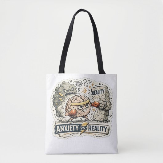 Angst versus Realiteit Grappige Mentale Gezondheid Tote Bag (Voorkant)