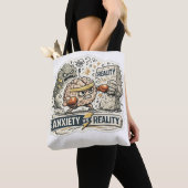 Angst versus Realiteit Grappige Mentale Gezondheid Tote Bag (Dichtbij)