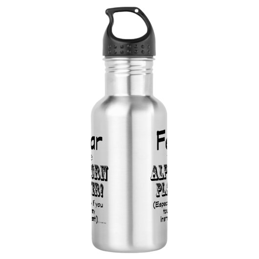 Angst voor de alforensespeler waterfles (Achterkant)