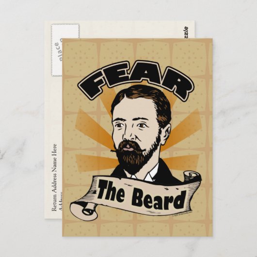 Angst voor de baard, Funny Mustache Briefkaart (Voorkant / Achterkant)