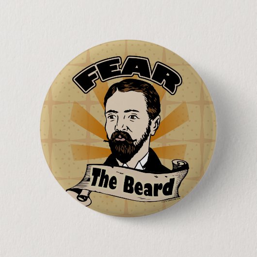 Angst voor de baard, Funny Mustache Ronde Button 5,7 Cm (Voorkant)