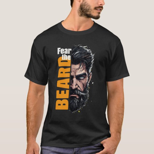 Angst voor de baard half gezicht t-shirt (Voorkant)