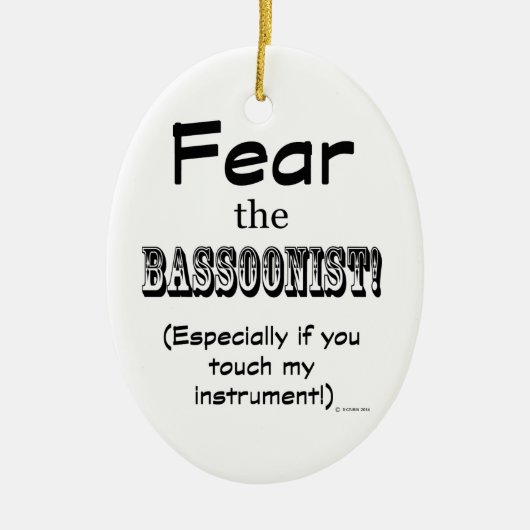 Angst voor de bassonist keramisch ornament (Voorkant)