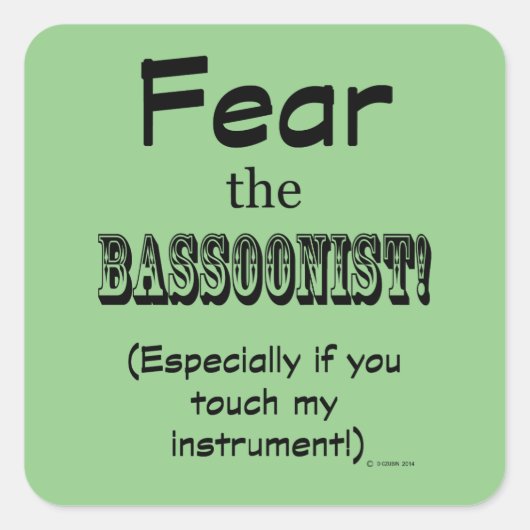 Angst voor de bassonist Square Sticker (Voorkant)