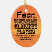 Angst voor de Clarinet Player van Contrabass Keramisch Ornament (Achterkant)