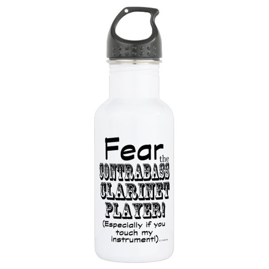 Angst voor de Clarinet Player van Contrabass Waterfles (Voorkant)