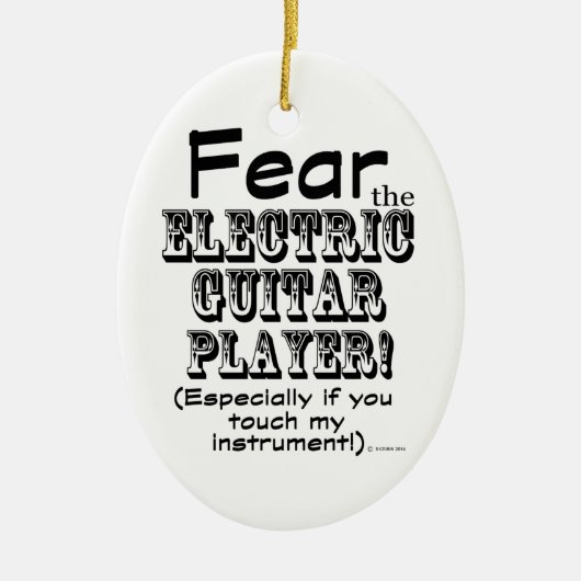 Angst voor de elektrische gitaarspeler keramisch ornament (Voorkant)
