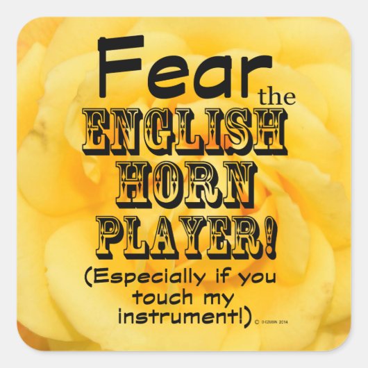 Angst voor de Engelstalige Sticker van Horn Player (Voorkant)