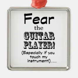 Angst voor de gitaarspeler metalen ornament