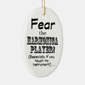 Angst voor de Harmonica Player Keramisch Ornament (Rechts)