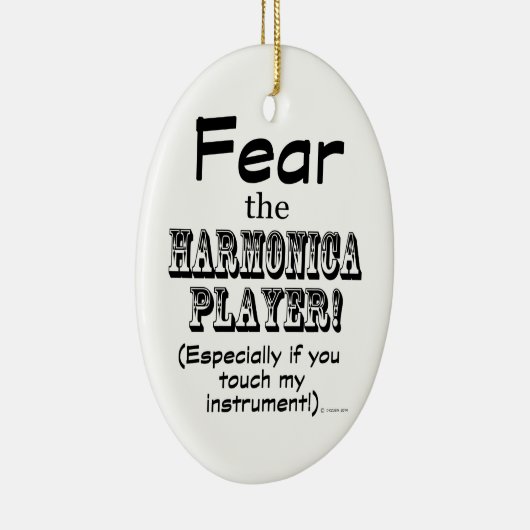 Angst voor de Harmonica Player Keramisch Ornament (Rechts)