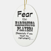 Angst voor de Harmonica Player Keramisch Ornament (Links)