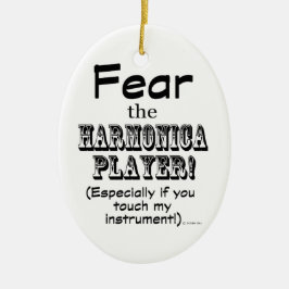Angst voor de Harmonica Player Keramisch Ornament