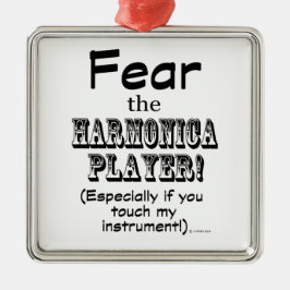 Angst voor de Harmonica Player Metalen Ornament