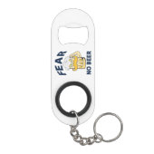 Angst voor de NO-beer, grappig, blauwe tekst Mini Flessenopener (Achterkant)