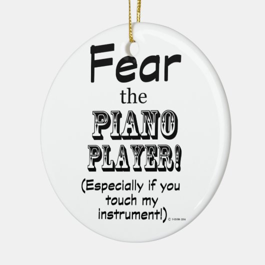 Angst voor de pianospeler keramisch ornament (Links)