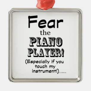 Angst voor de pianospeler metalen ornament