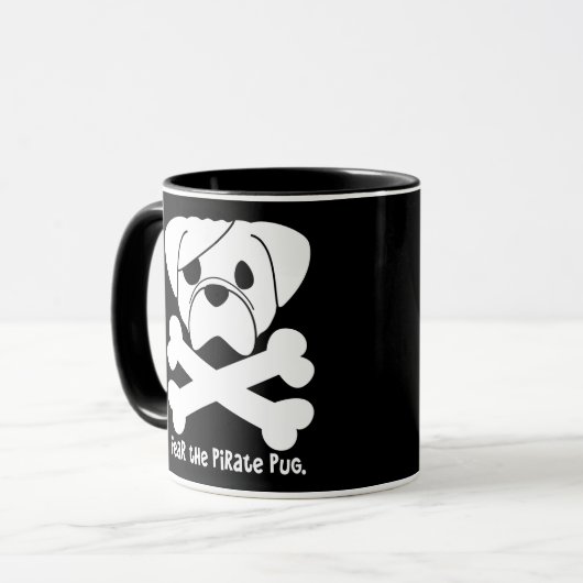 Angst voor de Pirate Pug Mok (Voorkant links)