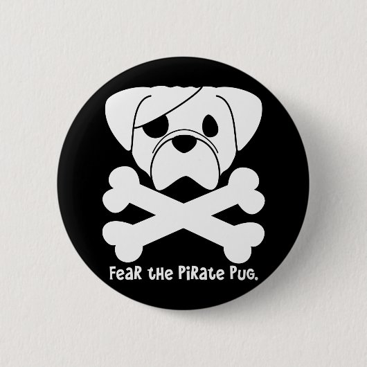 Angst voor de Pirate Pug Ronde Button 5,7 Cm (Voorkant)