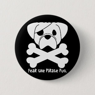 Angst voor de Pirate Pug Ronde Button 5,7 Cm