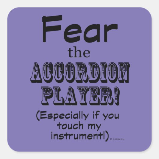 Angst voor de Sticker Accordion Player Square (Voorkant)