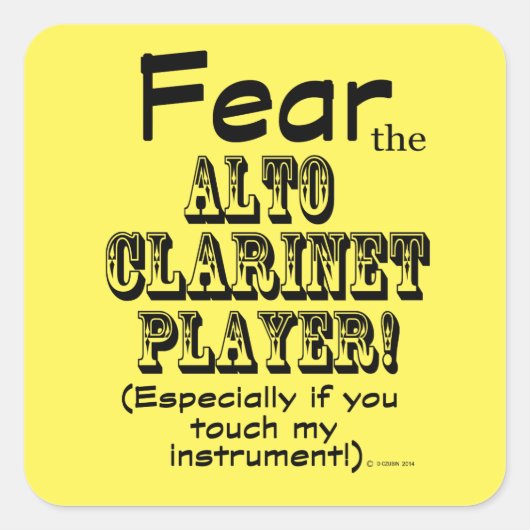 Angst voor de Sticker Alto Clarinet Player Square (Voorkant)