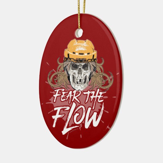 Angst voor de stroming (hockeyhaar) keramisch ornament (Links)