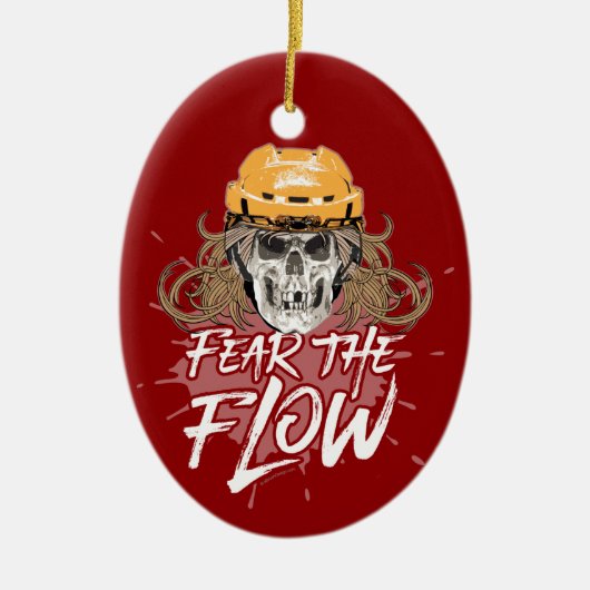 Angst voor de stroming (hockeyhaar) keramisch ornament (Voorkant)