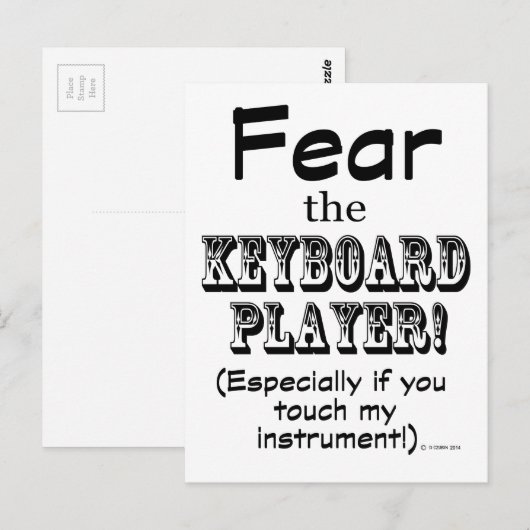 Angst voor de toetsenbordspeler briefkaart (Voorkant / Achterkant)