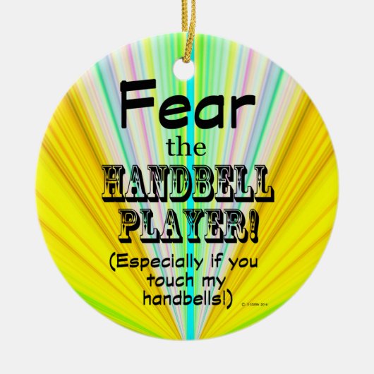 Angst voor de zakbelspeler keramisch ornament (Voorkant)