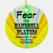 Angst voor de zakbelspeler keramisch ornament (Achterkant)