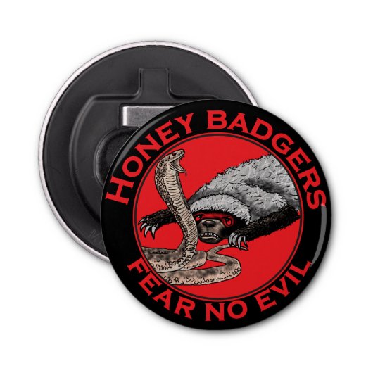 Angst voor geen aambeeld badass Honey Badger Red A Button Flesopener (Voorkant)