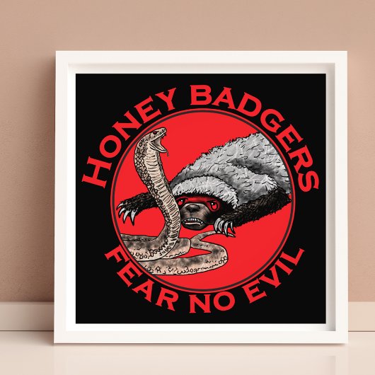Angst voor geen aambeeld badass Honey Badger Red A Foto Afdruk