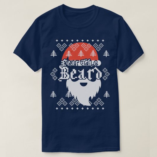 Angst voor het Beer Santa Claus Beard met kerstavo T-shirt (Design voorkant)