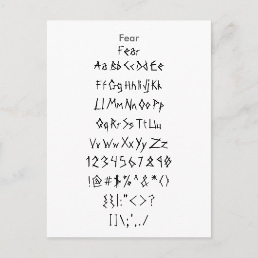 Angst - Zazzle-lettertypemonster Briefkaart (Voorkant)