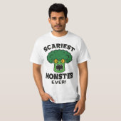 Angstaanjagend Broccoli Monster Grappig Halloween- T-shirt (Voorkant volledig)