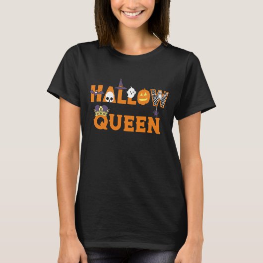angstaanjagend gekroond Hallow koningin Halloween T-shirt (Voorkant)