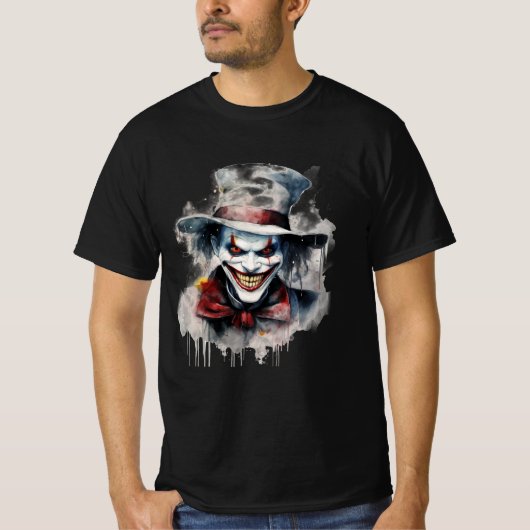 Angstaanjagend gezicht: Evil Clown Smile in Hallow T-shirt (Voorkant)